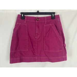 Old Navy Magenta Pink Cotton Utility Mini Skirt Carpenter Pocket Size 6